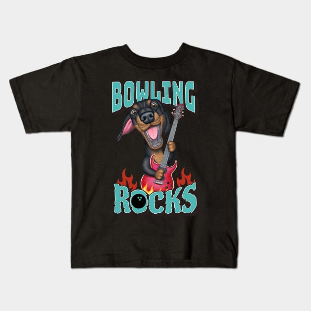 Bowling Rocks Kids T-Shirt by Danny Gordon Art